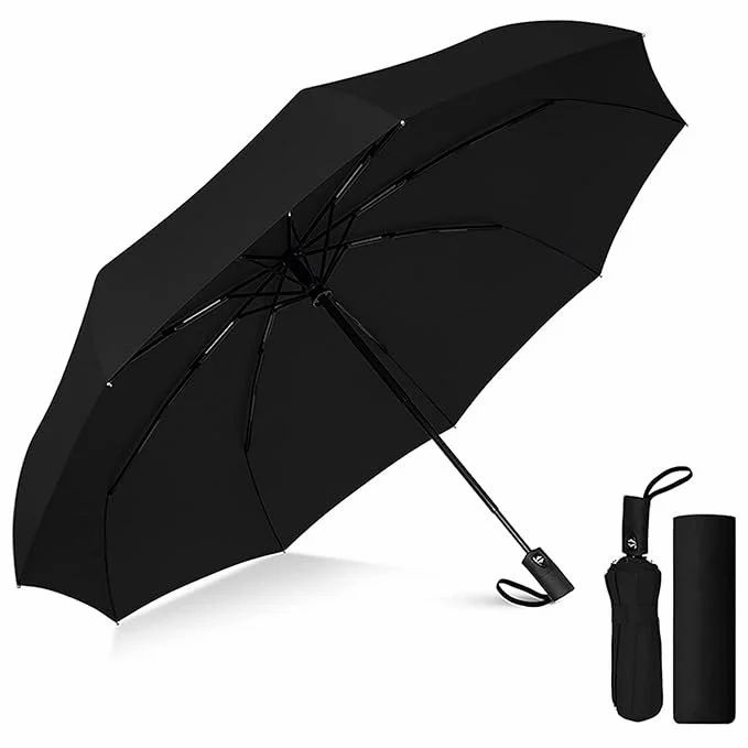 Windproof Auto Open Close Umbrella for Men & Women – Compact, Lightweight, Teflon Coated, 42" Canopy, Fits in Bags