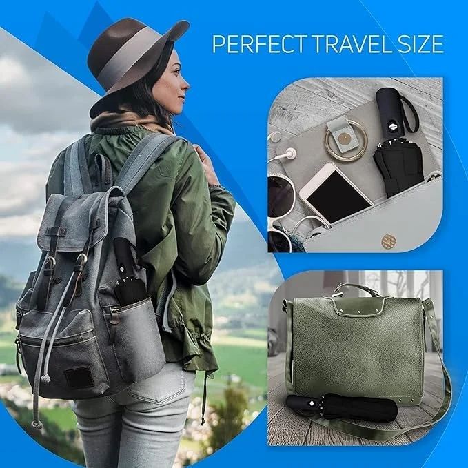 Windproof Auto Open Close Umbrella for Men & Women – Compact, Lightweight, Teflon Coated, 42" Canopy, Fits in Bags