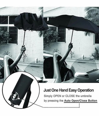 Windproof Auto Open Close Umbrella for Men & Women – Compact, Lightweight, Teflon Coated, 42" Canopy, Fits in Bags
