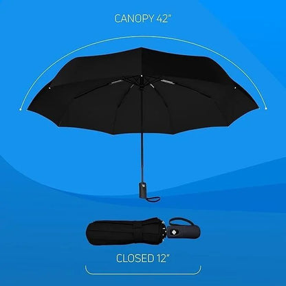 Windproof Auto Open Close Umbrella for Men & Women – Compact, Lightweight, Teflon Coated, 42" Canopy, Fits in Bags